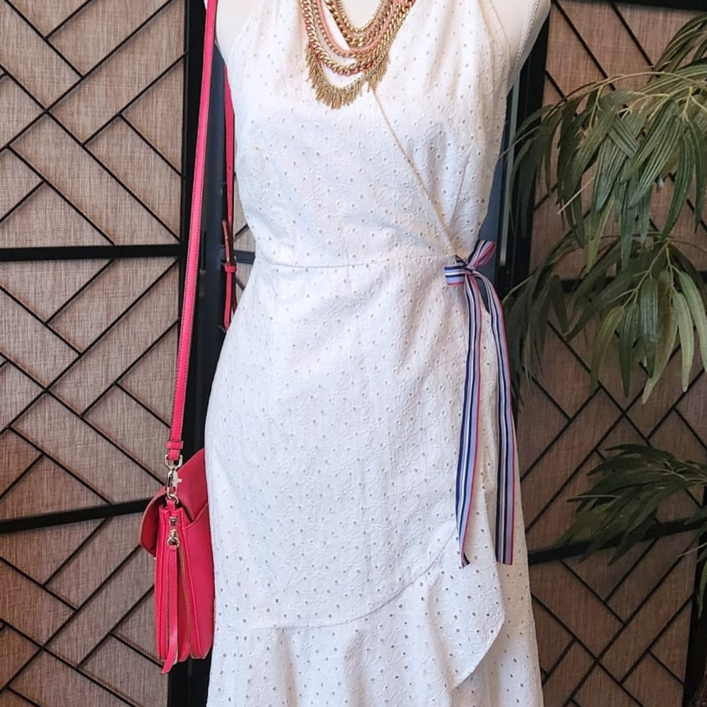 Tommy Hilfiger White Asymmetrical Eyelet Dress